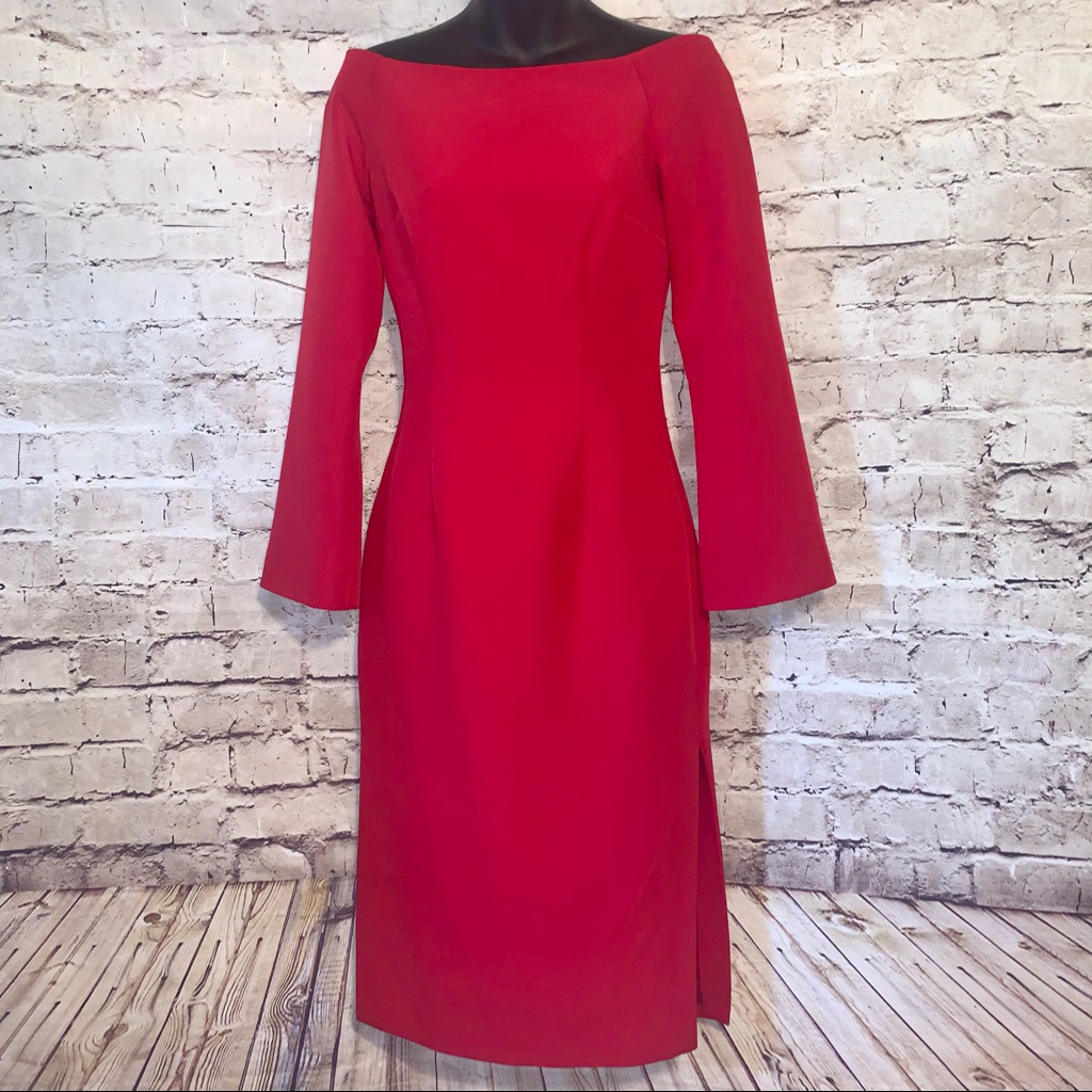 Keepsake The Label Red Long Sleeve Fitted Midi Dress